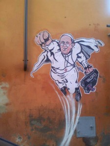 Francisco é retratato por grafiteiro como "super Papa"