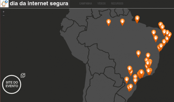 Eventos no Brasil para o dia da Internet Segura Fonte: http://mapa.safernet.org.br/sid2016/