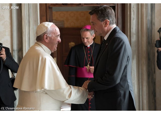 Papa reunido com o presidente da Eslovênia nesta segunda-feira / Foto: L'Osservatore Romano