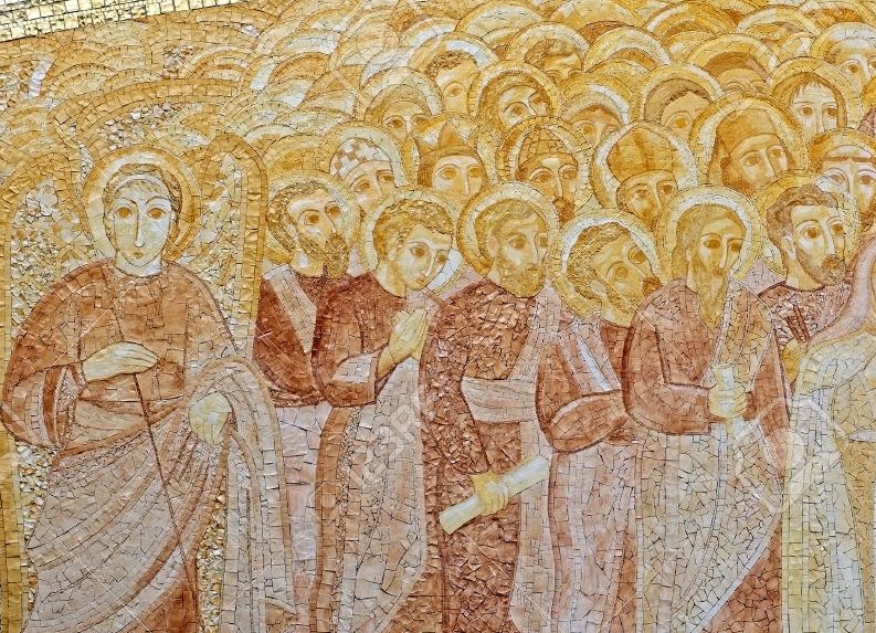 Golden Catholic mosaic panel