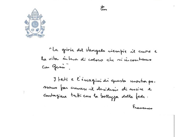 O bilhete escrito pelo Papa / Fonte: Rádio Vaticano