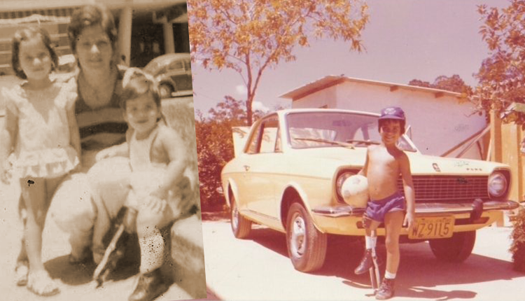 Augusto Cesar na infância com sua mãe e irmã. Foto: Arquivo Pessoal