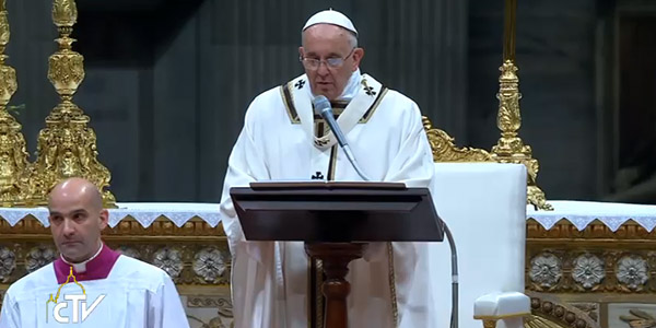 Papa Francisco durante a homilia na Missa do Natal / Foto: Reprodução CTV