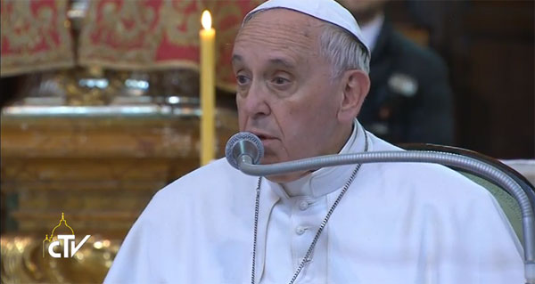 Papa fala a padres, religiosos e diáconos permanentes de Nápoles / Foto: Reprodução CTV