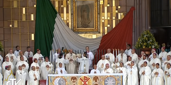 Papa Francisco durante a Missa no Santuário de Nossa Senhora de Guadalupe, no México./ Foto: Reprodução CTV