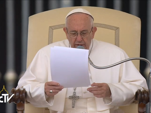 Papa Francisco durante a Audiência Geral desta quarta-feira, 25 / Foto: Reprodução CTV