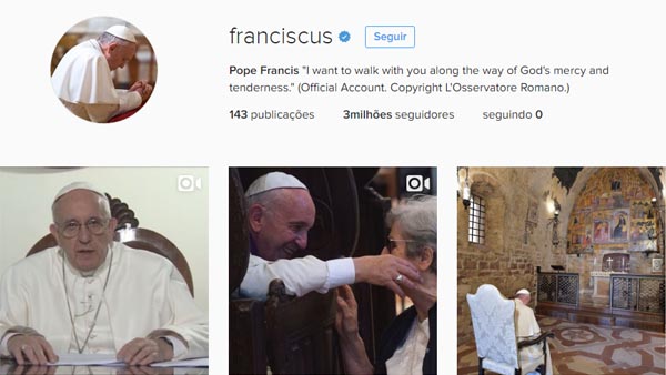 Conta do Papa Francisco no Instagram / Foto: Reprodução