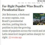 Vitória de Jair Bolsonaro é repercutida pela imprensa internacional