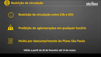 Governo de SP decreta 'toque de restrição' das 23h às 5h