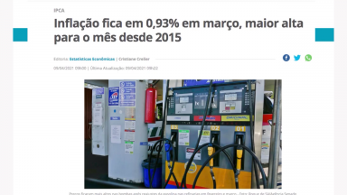 IBGE divulga IPCA com aumento de 0,93% na inflação de março