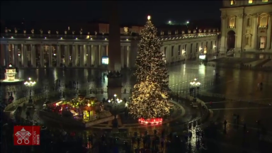 Vaticano inaugura árvore de natal e presépio na Praça São Pedro