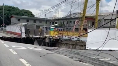 Desmoronamento em obra do metrô de SP interdita marginal Tietê