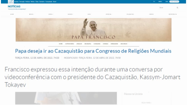 Papa Francisco quer viajar para Congresso Mundial de Religiões