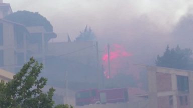 Casas são ameaçadas por incêndio florestal em Atenas