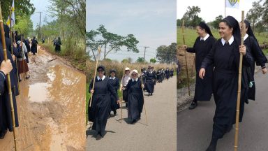 Religiosas fazem peregrinação a pé até o Santuário de Aparecida