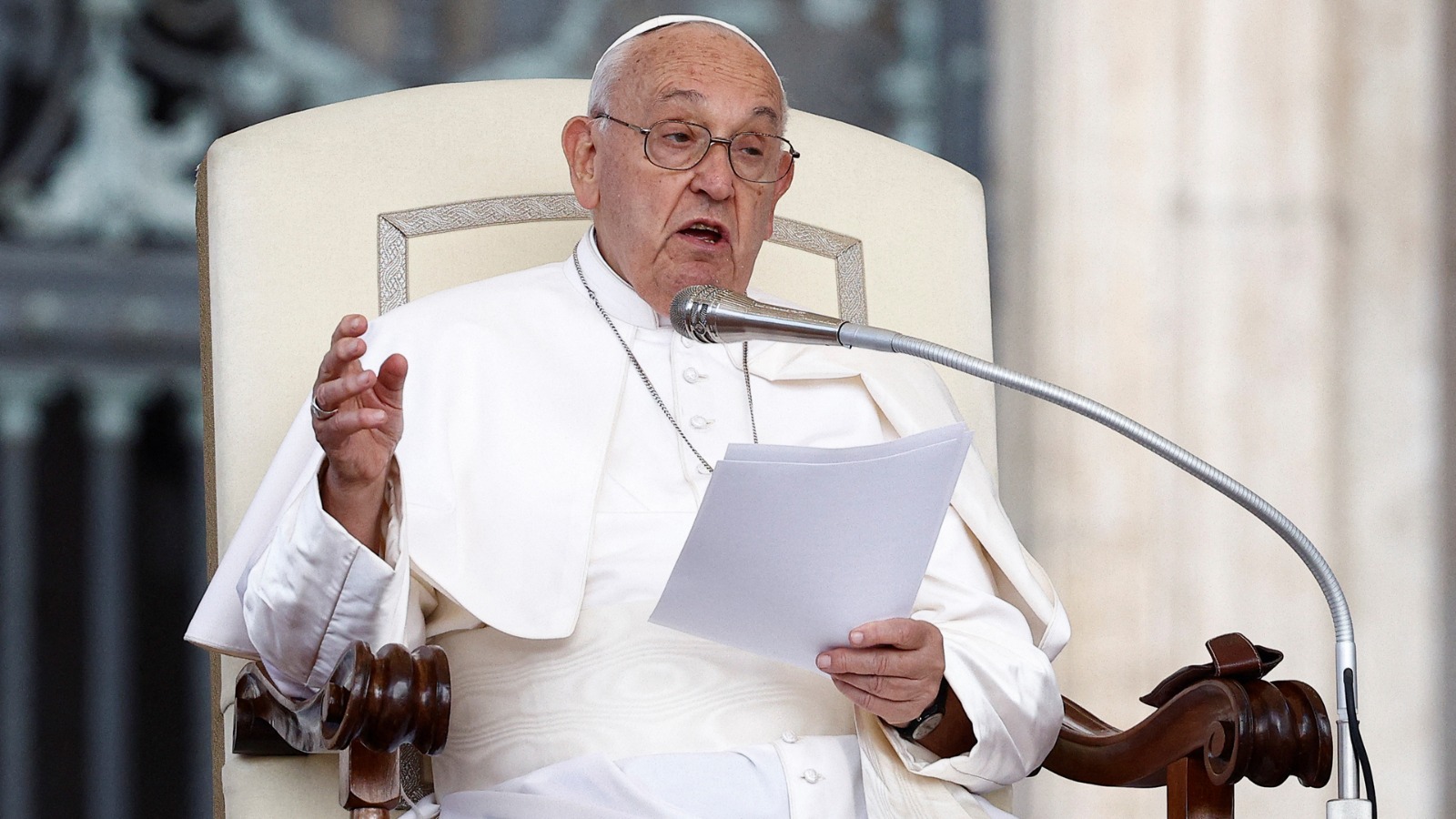 Papa Francisco durante a Audiência Geral desta quarta-feira, 22, na Praça São Pedro / Guglielmo Mangiapane - Reuters