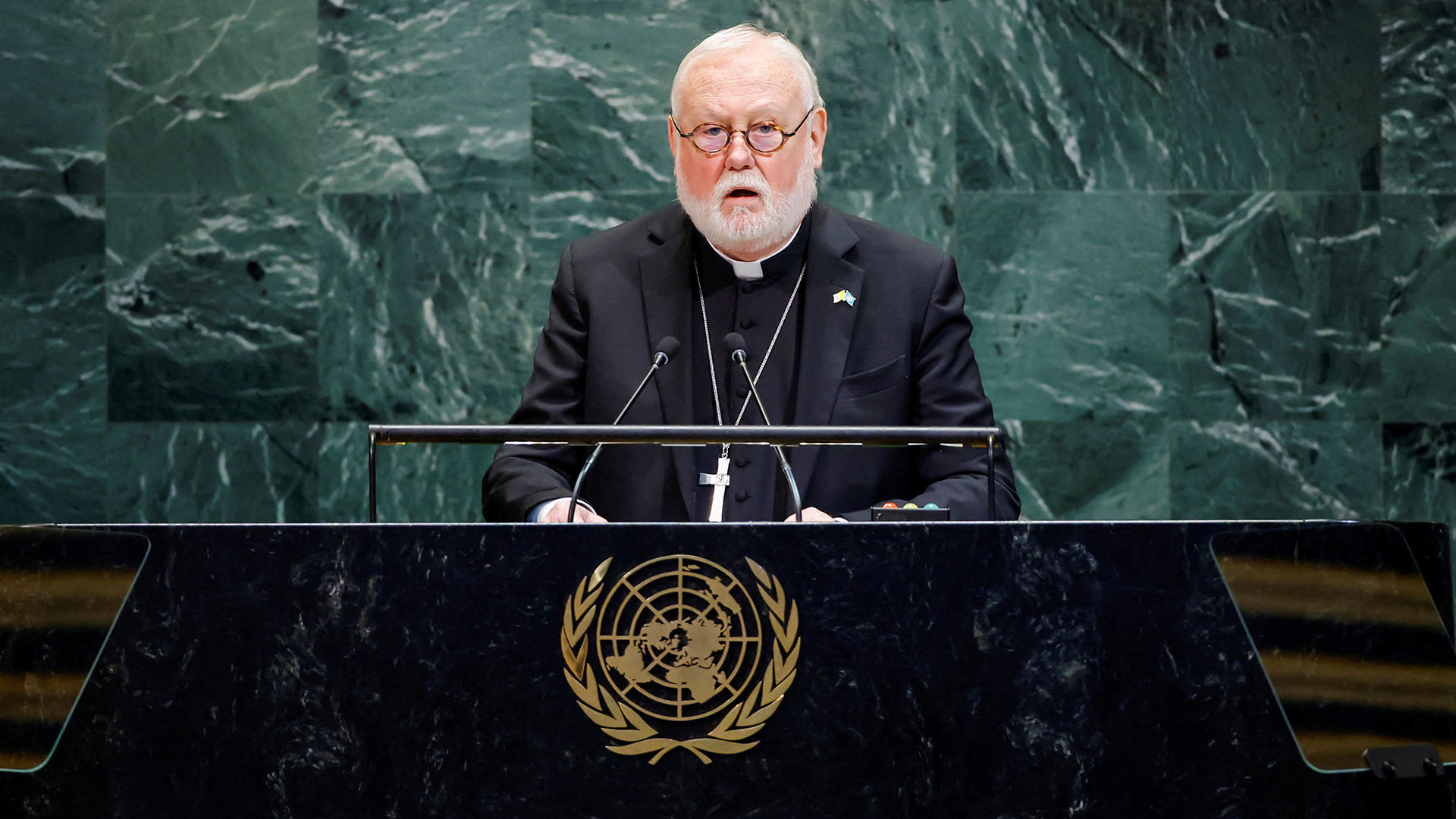 O enviado do Vaticano e Secretário para as Relações com os Estados e Organizações Internacionais da Santa Sé, Arcebispo Paul Richard Gallagher, discursa na 80ª Assembleia Geral das Nações Unidas na sede da ONU em Nova York / Foto: Eduardo Munoz - Reuters