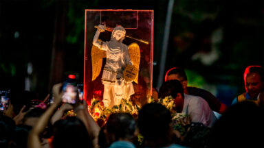 Imagem de São Miguel, vinda da Itália, visita diocese de Santo Amaro