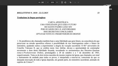 Papa Leão XIV propõe formação com zelo em nova Carta aos sacerdotes