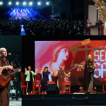 Montagem com imagens dos acampamentos que reuniram o maior número de fiéis na Canção Nova em 2025.