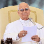 Papa Leão XIV durante catequese na Praça São Pedro, no Vaticano.