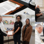 Montagem de fotos mostra assinatura de acordo de cooperação entre a CNBB e a União Marista do Brasil em defesa dos direitos de crianças e adolescentes. As imagens incluem reunião entre representantes, assinatura de documento e registro oficial do encontro.