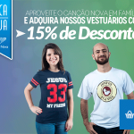 Todos os vestuários com 15% de desconto. Aproveite!