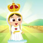 Nossa Senhora de Fátima e os pastorinhos em animação