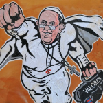 Artista italiano cria desenho do Super Papa, a imagem está em camisetas