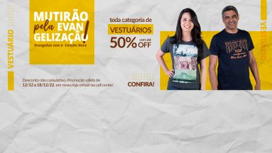 Vestuários com até 50% desconto! Clique aqui