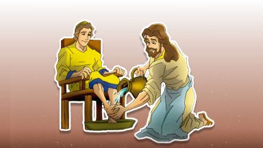 Jesus lava os pés de seus discípulos