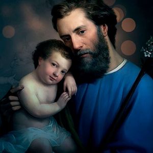Imagem de São José e o menino Jesus no colo