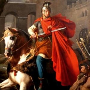 Imagem de São Martinho de Tours em cima de um cavalo e com uma espada na mão direita