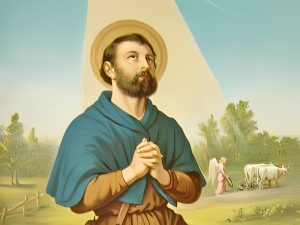 Santo isidoro o lavrador conhecido como padroeiro dos camponeses e agricultores