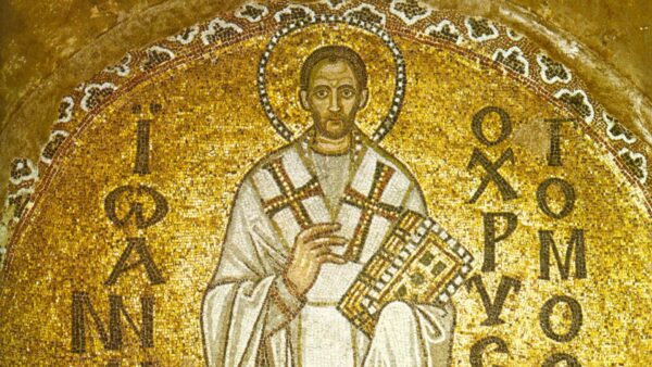 Mosaico bizantino de São João Crisóstomo, arcebispo de Constantinopla e Doutor da Igreja, conhecido como o pregador de "boca de ouro".