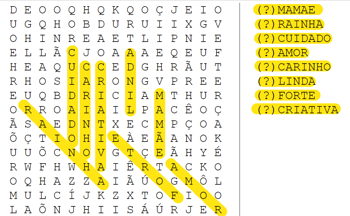 CAÇA- PALAVRAS Word Search