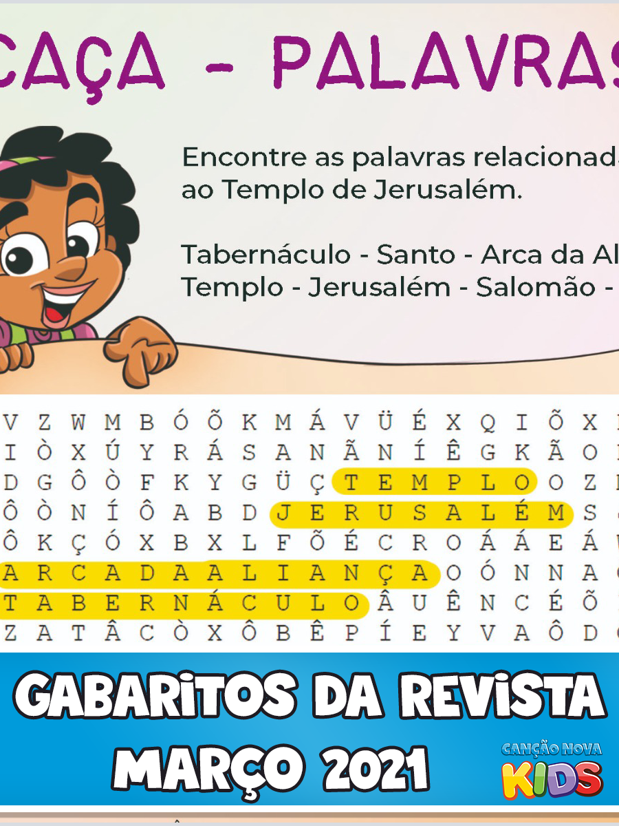 Gabarito Revista Kids Marco 21 Cancao Nova Kids