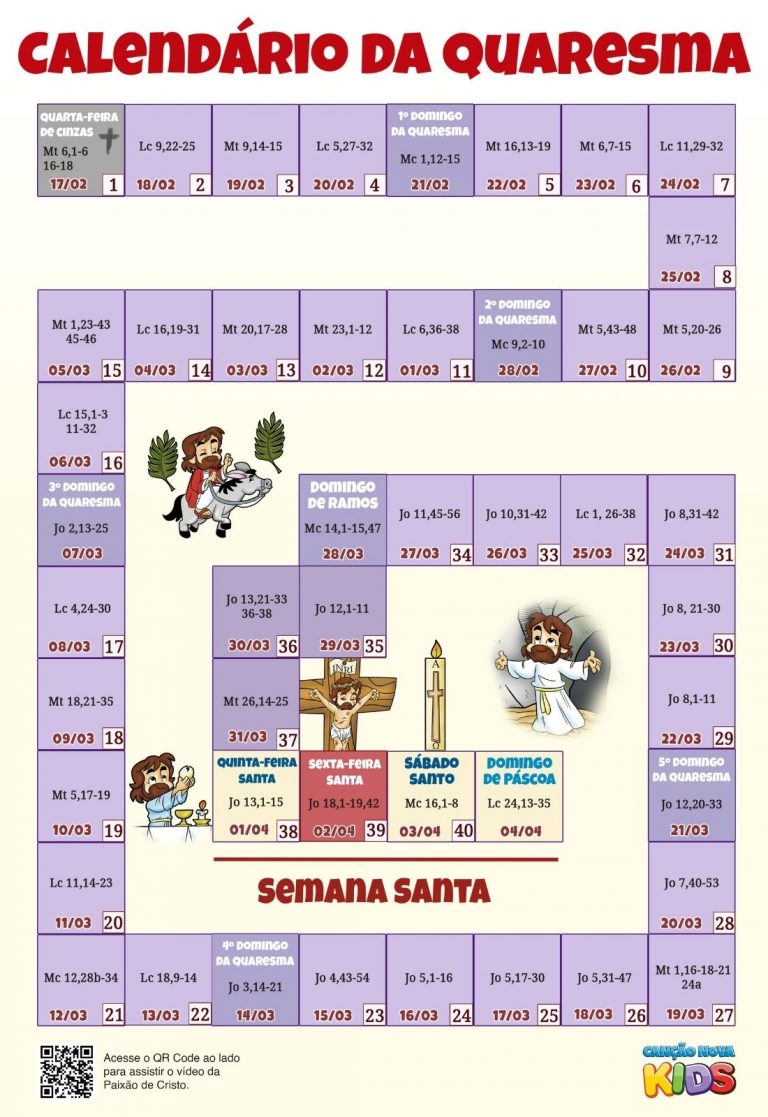 Calendario da Quaresma 2021 Canção Nova Kids