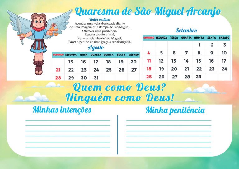Calendário da Quaresma de São Miguel Canção Nova Kids