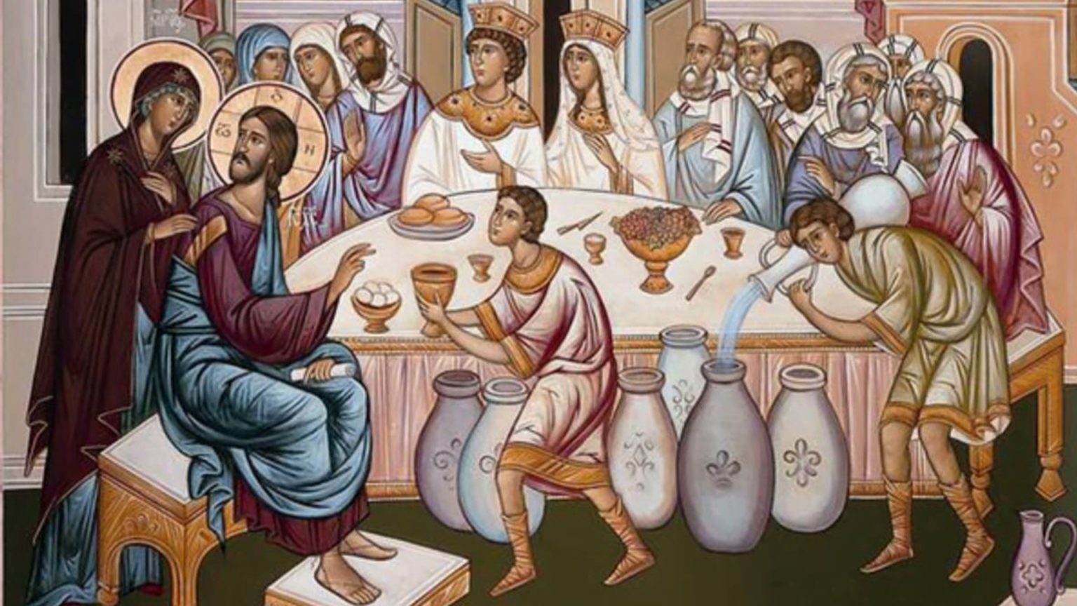 O milagre da transformação da água em vinho nas Bodas de Caná