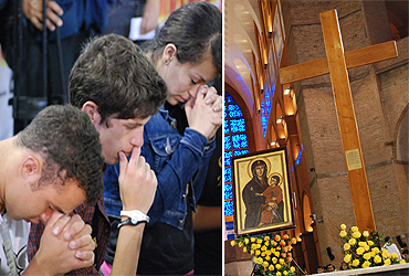 montagem1 Mais de 20. 000 fiéis lotaram a Basílica neste feriado